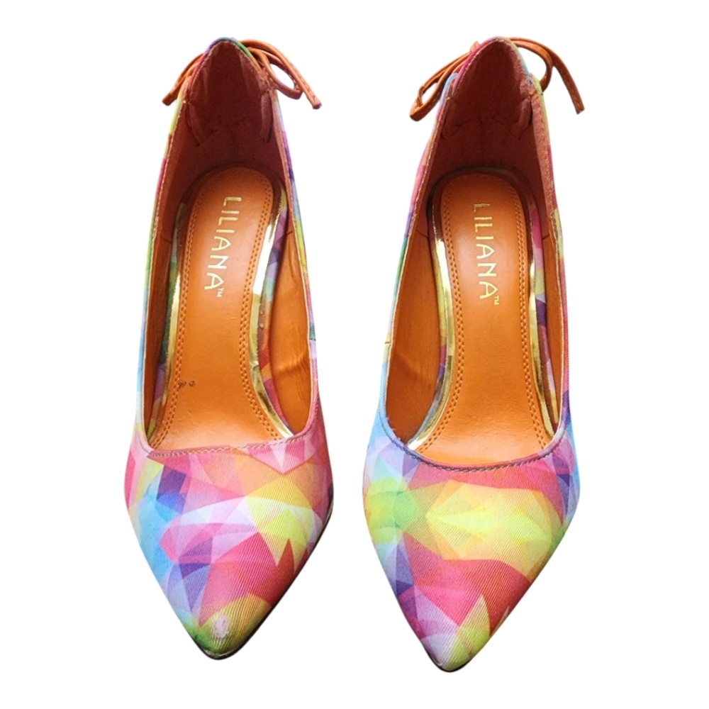 Liliana Multicolor Geometric Women's Heels Size 7.5